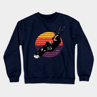 Kitesurf Action Artistic Kitesurfer Vintage Sunset Retro Sunrise Crewneck Sweatshirt